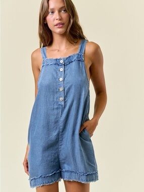 Doe & Rae Washed Blue Denim Romper